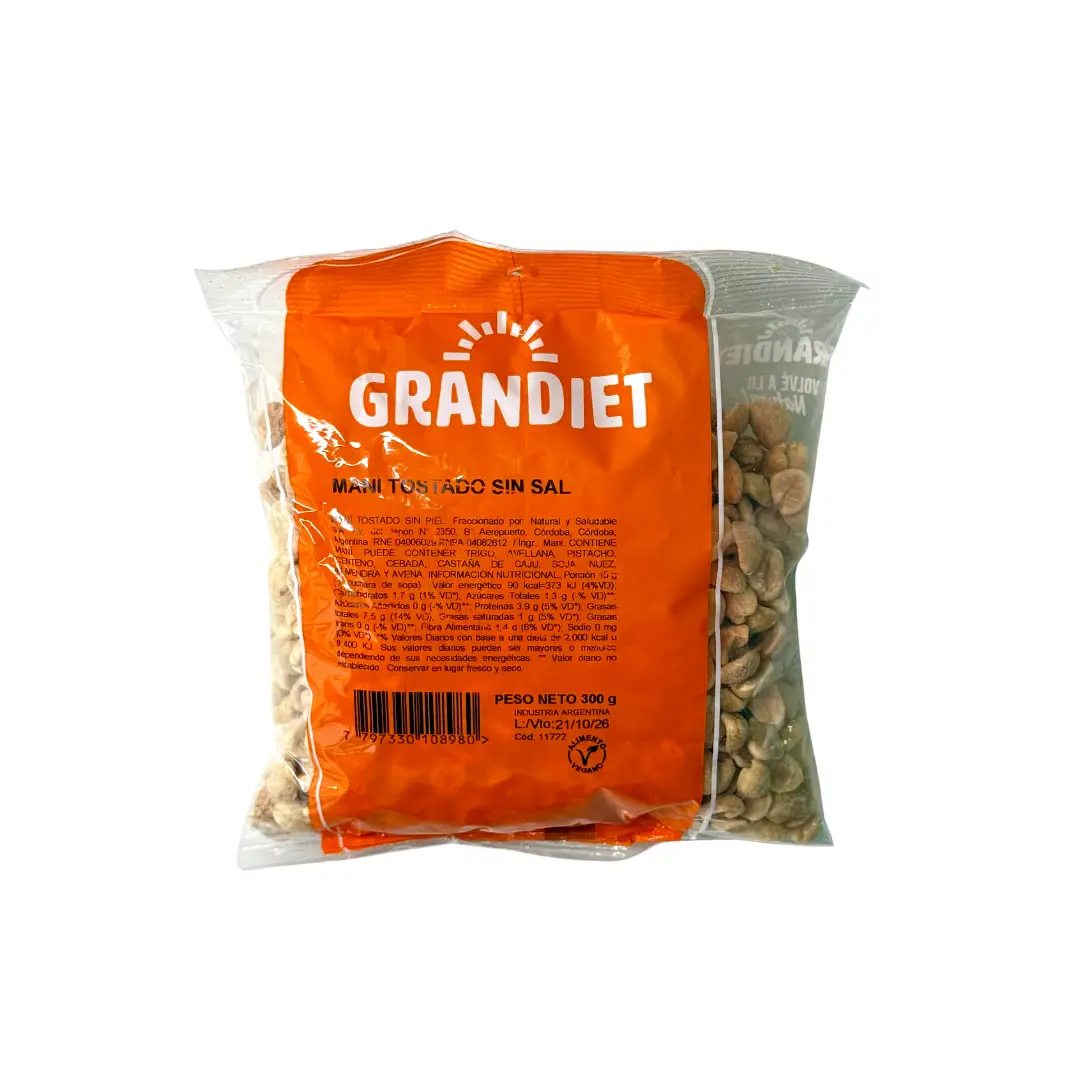 MANI TOSTADO SIN SAL - GRANDIET KG
