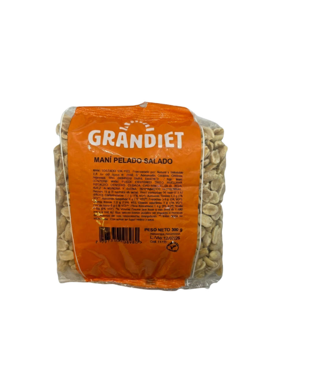 MANI PELADO SALADO 300GRS - GRANDIET